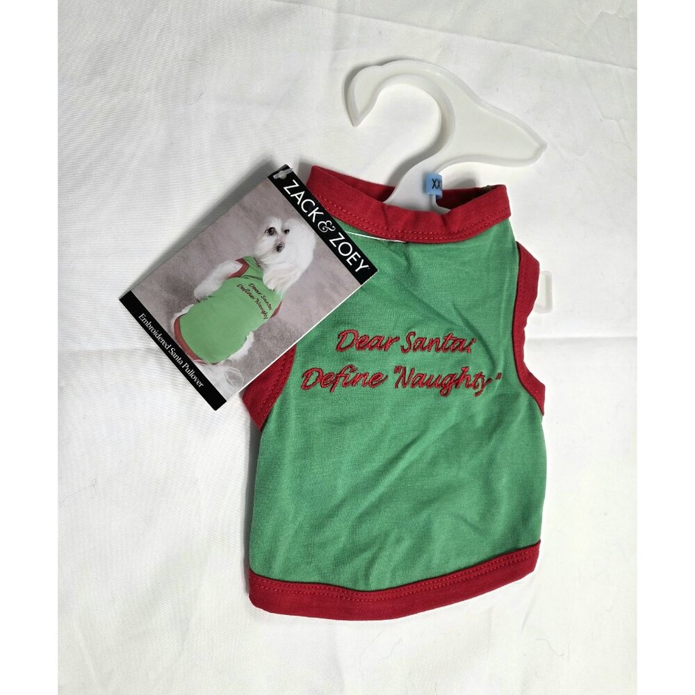 Zack & Zoey Dog Sweater Pullover XXS Dear Santa Define Naughty NWT